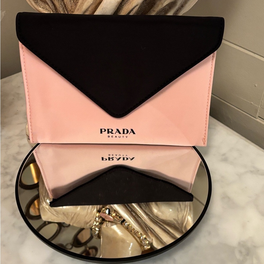 NEW made for Prada Beauty Neoprene Pink + Black Cosmetic Envelope Pouch - Picture 3 of 8